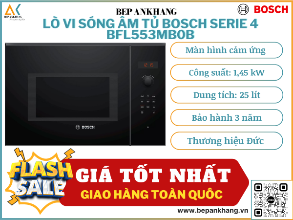 Lò vi sống âm tủ Bosch BFL553MB0B - serie 4